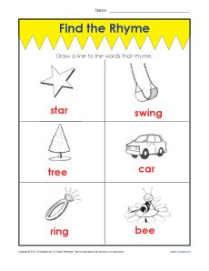 Find the Rhyme Vowel Activity for Kids!