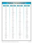 Fry Instant Word List 2nd Hundred