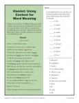 Using Context for Word Meaning Printable Activity - Hamlet