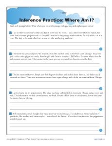 Middle School Inference Worksheet - Where am I?