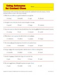 Using Antonyms For Context Clues - Free, Printable Worksheet Activity