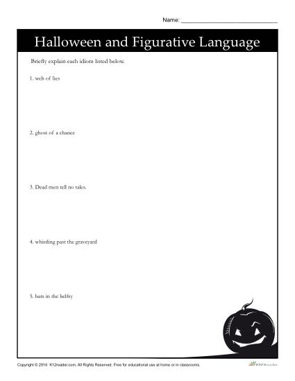 Halloween Figurative Language Activity Worksheet