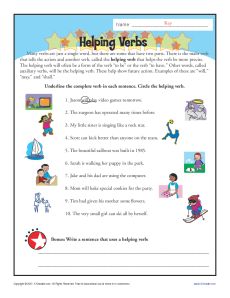 Helping Verbs Worksheet Activity