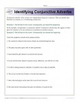 Identifying Conjunctive Adverbs Worksheet Activity