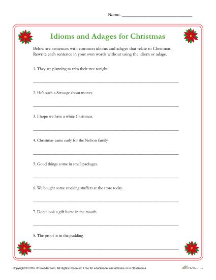 Christmas Idioms and Adages Activity Worksheet