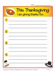 I am Thankful Kindergarten Writing Prompt for Thanksgiving