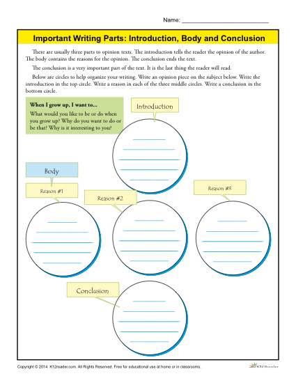 Important Writing Parts Activity - Introduction, Body, and Conclusion