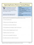 Improving Sentence Patterns Worksheet Activity: Varying Dialogue