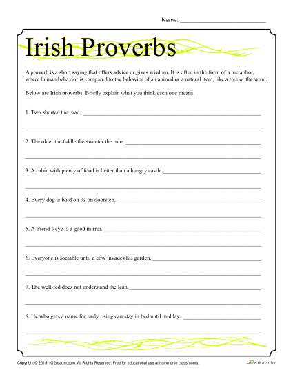 Printable St. Patrick's Day Activity - Irish Proverbs!