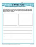 Free printable Kindergarten writing prompt - Is Winter Fun?