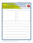 Free printable Kindergarten writing prompt - It Happened on the Playground