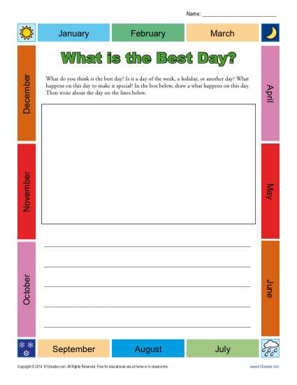 Kindergarten Writing Prompt - What is the Best Day?