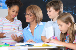 Kids reading in group