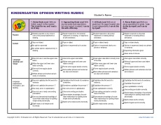 Kindergarten Writing Rubric
