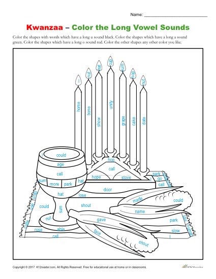 Kwanzaa Printable Activity - Color The Long Vowels
