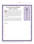 Greek and Latin Prefix Worksheet - MONO and SYN