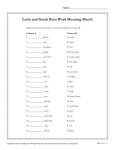 Latin and Greek Root Words - Meaning Match