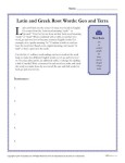 Latin and Greek Root Words Worksheet - Geo and Terra