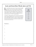 Latin and Greek Root Words Worksheet - Juris and Vid