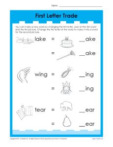 First Letter Trade - Printable Vowel Practice Activity for Kids