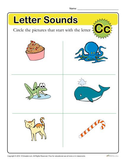 Letter Sounds: C | Preschool Letter Worksheet