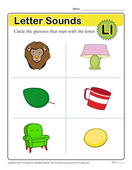 Letter Sounds: L | Preschool Letter Worksheet