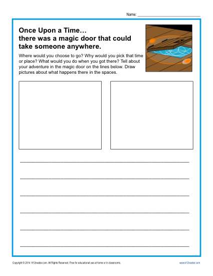 Free printable Kindergarten writing prompt - There Was a Magic Door