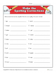 Printable Spelling Worksheet - Make the Spelling Corrections
