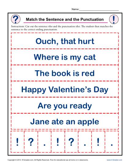 Match the Sentence to the Correct Punctuation