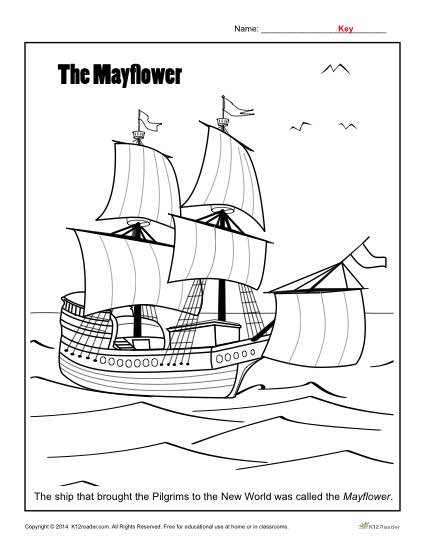 Thanksgiving Activity - Mayflower Coloring Page