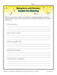 Metaphors and Similes - Explain the meaning - Free, Printable Worksheet Lesson Activity