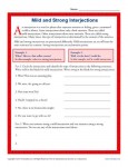 Mild and Strong Interjections - Worksheet Practice Activity