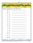 Write the Word for Each Number - Worksheet Practice Activity for Kids