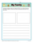 Free printable Kindergarten writing prompt - My Family