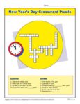 New Year's Day Crossword Puzzle Worksheet Activity for Kids