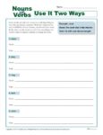 Nouns and Verbs: Use it Two Ways - Worksheet Activity