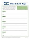 Nouns and Verbs - Write It Both Ways - Worksheet Activity