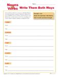 Nouns and Verbs - Write Them Both Ways - Worksheet Activity