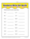 Write the Word that Represents Each Number - Worksheet Activity