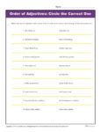 Order of Adjectives Activity: Circle the Correct one!
