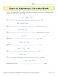 Order of Adjectives Printable Activity: Fill in the Blank