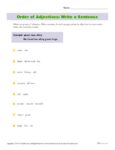 Order of Adjectives Activity - Write a Sentence