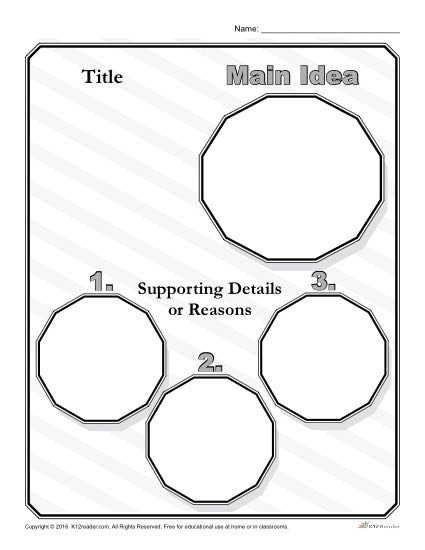 Main Idea and Details Graphic Organizer - Printable