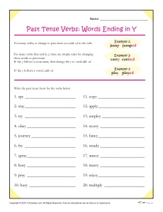 Spelling Rules - Past Tense Verbs that end in Y