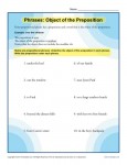 Phrases - Object of the Preposition worksheet