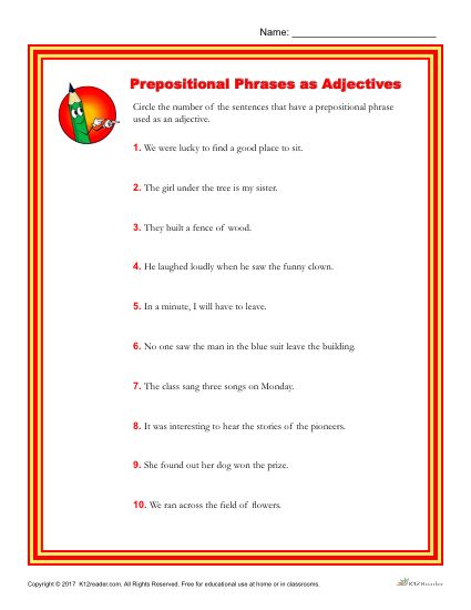 Which of these Sentences Have a Prepositional Phrase Used as an Adjective?