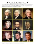Printable President's Day Match Game Activity