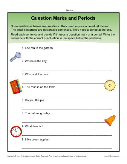 Question Marks and Periods Worksheet Activity