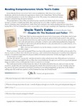 Printable Reading Comprehension Worksheet - Uncle Tom's Cabin