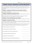 Restrictive and Non-Restrictive Relative Clauses Worksheet